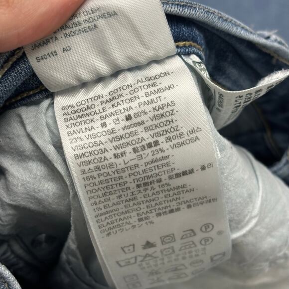 Levis 505 Faded Blue Womens 16S 33x29 Straight Stretch Denim Jeans Red Tab EUC - Picture 6 of 14